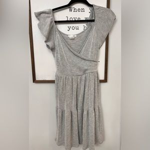 Pinstripe ruffle dress